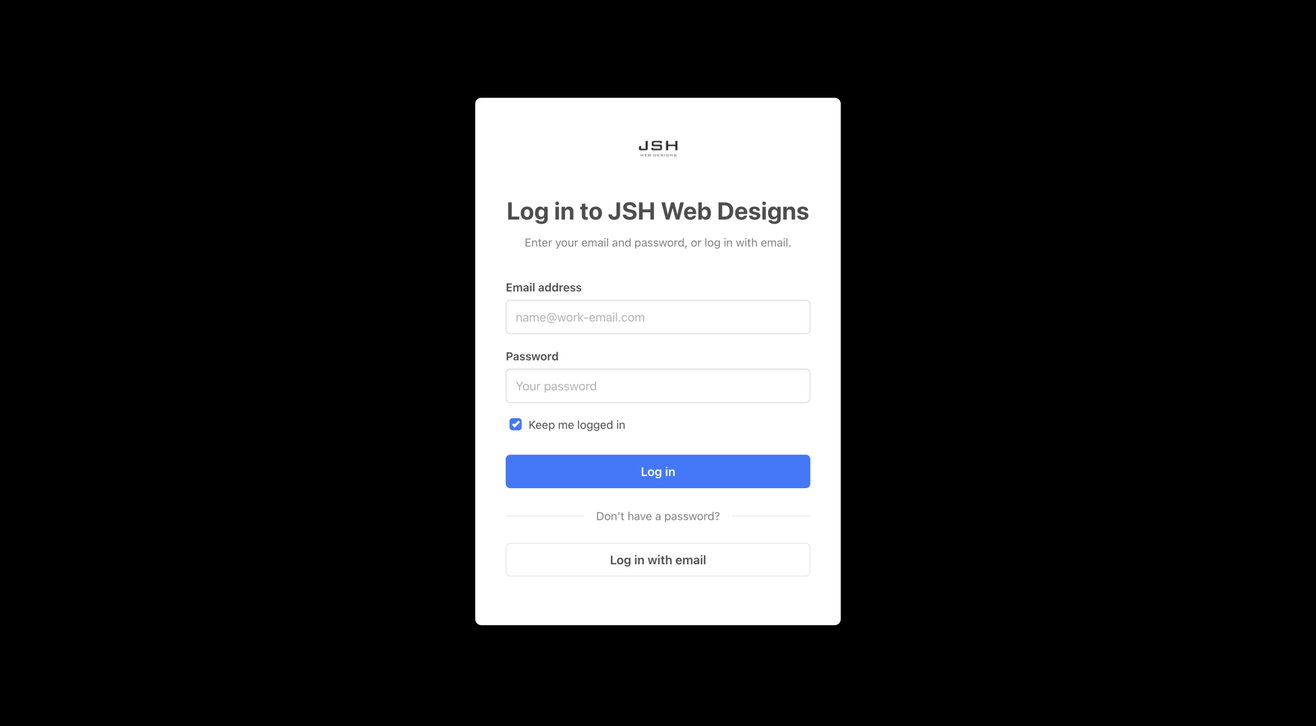 Client Portal Login Screen
