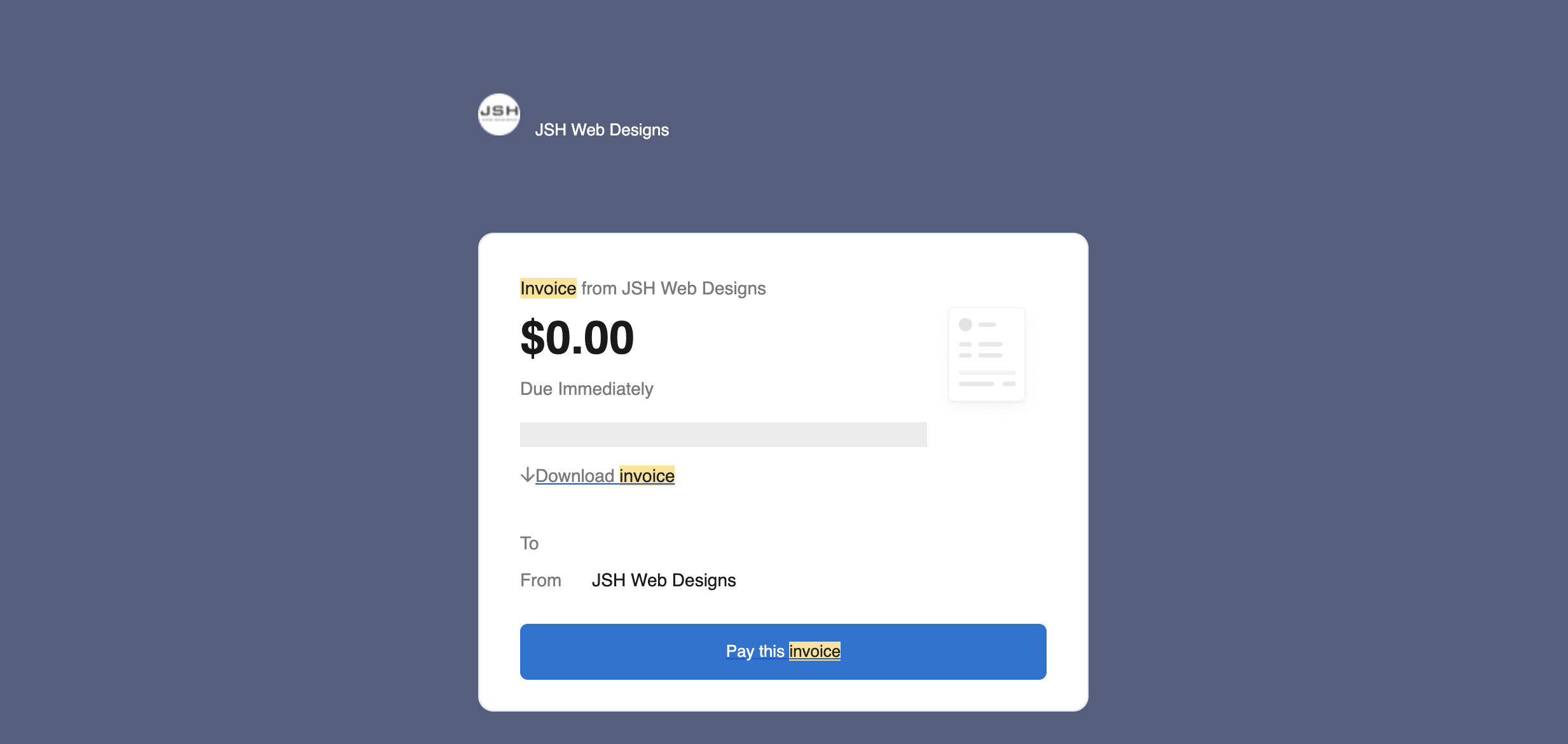 Example Billing & Invoicing Screen